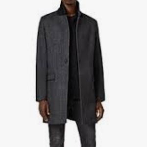 All Saints Charcoal Wool Overcoat